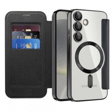 Husa MagSafe Techsuit SmartMag Book pentru Samsung Galaxy S24+ S926 (Negru)