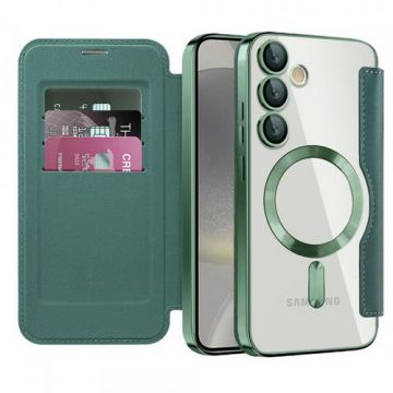Husa MagSafe Techsuit SmartMag Book pentru Samsung Galaxy S24+ S926 (Verde)