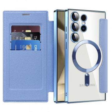 Husa MagSafe Techsuit SmartMag Book  pentru Samsung Galaxy S24 Ultra S928 (Albastru)