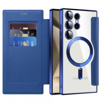 Husa MagSafe Techsuit SmartMag Book pentru Samsung Galaxy S24 Ultra S928 (Albastru)