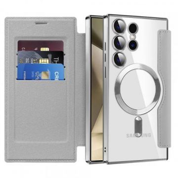 Husa MagSafe Techsuit SmartMag Book pentru Samsung Galaxy S24 Ultra S928 (Gri)