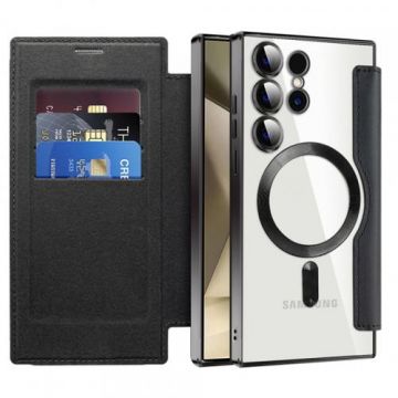 Husa MagSafe Techsuit SmartMag Book pentru Samsung Galaxy S24 Ultra S928 (Negru)