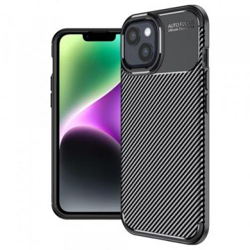 Husa pentru Apple iPhone 14, Techsuit, CarbonFiber, Neagra
