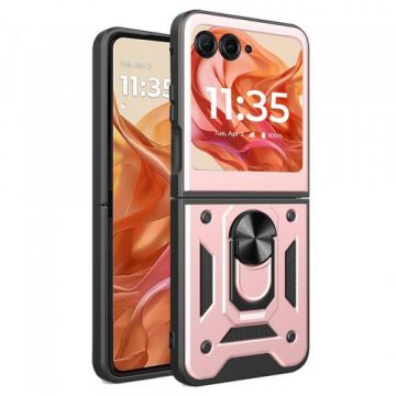 Husa pentru Motorola Razr 60 / Razr 50, Techsuit, CamShield (Negru/Roz)