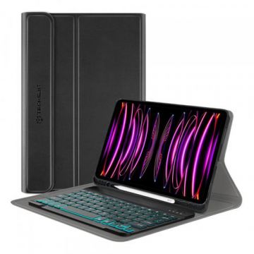 Husa cu tastatura pentru Apple iPad Air 13 (2024) / Pro 12.9 (2022) / Pro 12.9 (2021) / Pro 12.9 (2020) / Pro 12.9 (2018) Techsuit CozyTab (Negru)