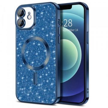 Husa MagSafe pentru Apple iPhone 12, Techsuit, Luxury Glitter, Albastra