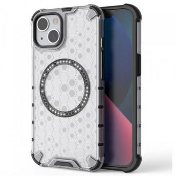 Husa MagSafe pentru Apple iPhone 14, Techsuit, HoneyComb Shield, Alba