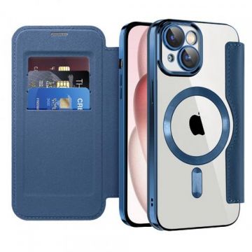 Husa MagSafe pentru Apple iPhone 15, Techsuit, SmartMag Book, Albastra