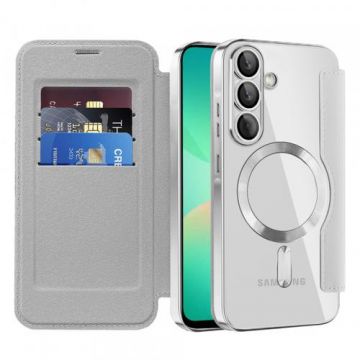 Husa MagSafe pentru Samsung Galaxy A26 A266, Techsuit, SmartMag Book, Gri