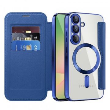 Husa MagSafe pentru Samsung Galaxy A56 A566, Techsuit, SmartMag Book, Albastra