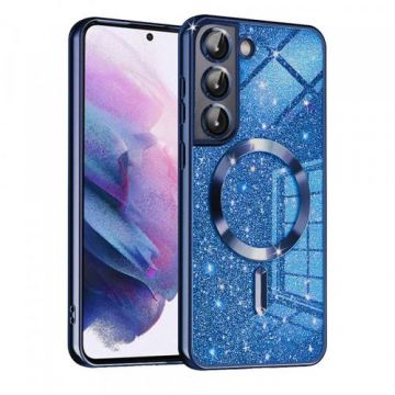 Husa MagSafe pentru Samsung Galaxy S21 5G G991, Techsuit, Luxury Glitter, Albastra
