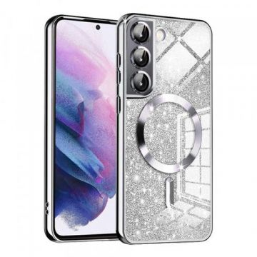 Husa MagSafe pentru Samsung Galaxy S21 5G G991, Techsuit, Luxury Glitter, Argintie