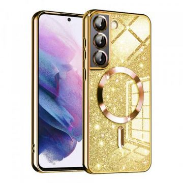 Husa MagSafe pentru Samsung Galaxy S21 5G G991, Techsuit, Luxury Glitter, Aurie