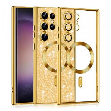 Husa MagSafe pentru Samsung Galaxy S23 Ultra S918, Techsuit, Luxury Glitter, Aurie