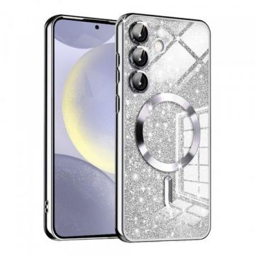 Husa MagSafe pentru Samsung Galaxy S24 S921, Techsuit, Luxury Glitter, Argintie