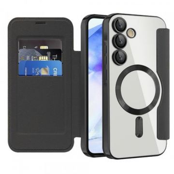 Husa MagSafe Techsuit SmartMag Book pentru Samsung Galaxy A55 5G A556 (Negru)