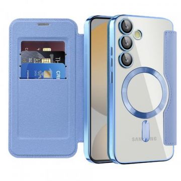 Husa MagSafe Techsuit SmartMag Book  pentru Samsung Galaxy S24 FE S721 (Albastru)