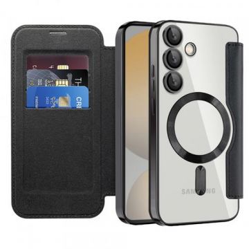 Husa MagSafe Techsuit SmartMag Book  pentru Samsung Galaxy S24 FE S721 (Negru)