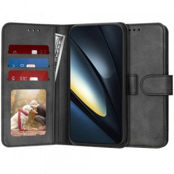 Husa Techsuit Diary Book pentru Poco F6 Pro, Neagra