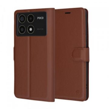 Husa Techsuit Leather Folio pentru Poco F6 Pro,  Maro