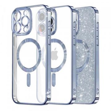 Husa MagSafe pentru Apple iPhone 16 Pro, Techsuit, Luxury Glitter, Bleu