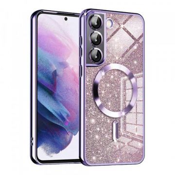 Husa MagSafe pentru Samsung Galaxy S21 5G G991, Techsuit, Luxury Glitter, Mov Deschis