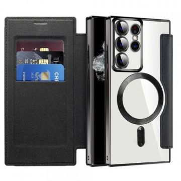 Husa MagSafe pentru Samsung Galaxy S22 Ultra 5G S908 Techsuit SmartMag Book (Negru)