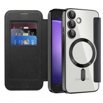 Husa MagSafe pentru Samsung Galaxy S23 FE S711 Techsuit SmartMag Book (Negru)