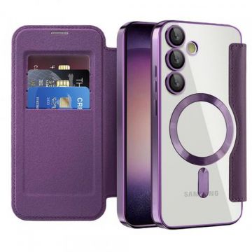Husa MagSafe pentru Samsung Galaxy S23 S911 Techsuit SmartMag Book (Mov)