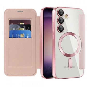 Husa MagSafe pentru Samsung Galaxy S23+ S916 Techsuit SmartMag Book (Roz)