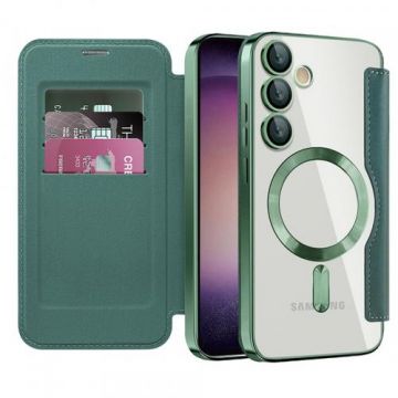 Husa MagSafe pentru Samsung Galaxy S23+ S916 Techsuit SmartMag Book (Verde)