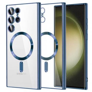 Husa MagSafe pentru Samsung Galaxy S23 Ultra S918, Techsuit, Luxury Crystal, Albastra