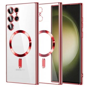 Husa MagSafe pentru Samsung Galaxy S23 Ultra S918, Techsuit, Luxury Crystal, Rosie