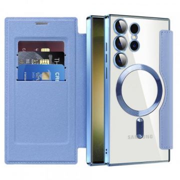 Husa MagSafe pentru Samsung Galaxy S23 Ultra S918 Techsuit SmartMag Book (Albastru)