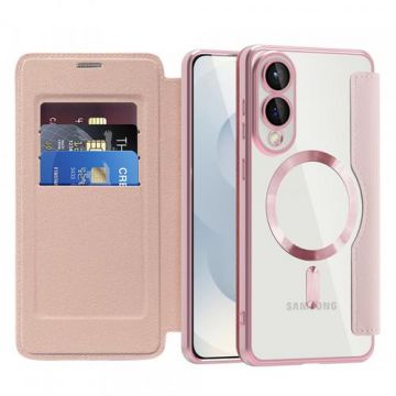 Husa MagSafe pentru Samsung Galaxy S25 Edge S937, Techsuit, SmartMag Book, Roz