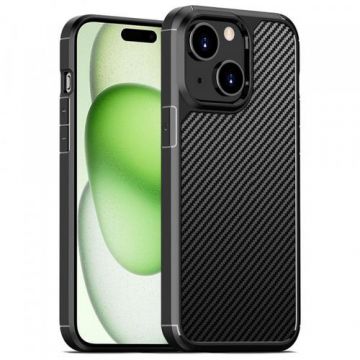 Husa pentru Apple iPhone 15 Plus, Techsuit, CarbonFuse, Neagra