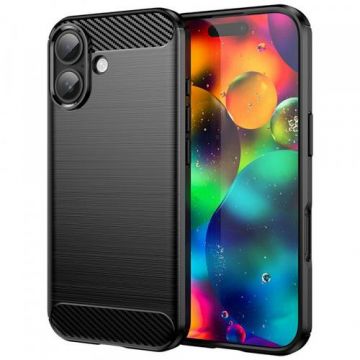 Husa Techsuit Carbon pentru Apple iPhone 17, Neagra