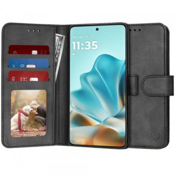 Husa Techsuit Diary Book pentru Motorola Edge 60 Fusion / Edge 60, Neagra