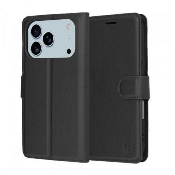 Husa Techsuit Leather Folio pentru Apple iPhone 17 Pro Max, Neagra