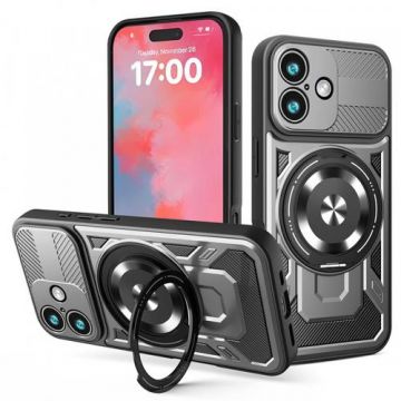 Husa Techsuit RuggedCam pentru Apple iPhone 17, Gri