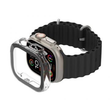 Protectie ecran si bumber Belkin SCREENFORCE TemperedCurve 2 in 1 pentru Apple Seria Ultra 1/2, 49mm (Transparent)