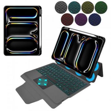 Husa cu Tastatura pentru Apple iPad Pro 11 (2024), Techsuit, KeyTab Pro (Negru)