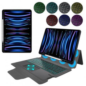 Husa cu Tastatura pentru Apple iPad Pro 12.9 (2018), Techsuit, KeyTab Pro (Negru)