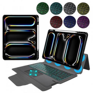 Husa cu Tastatura pentru Apple iPad Pro 13 (2024), Techsuit, KeyTab Pro (Negru)