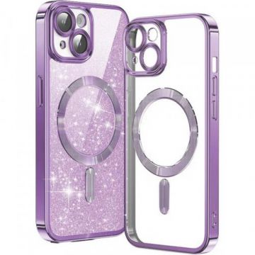 Husa MagSafe pentru Apple iPhone 13, Techsuit, Luxury Glitter, Mov Deschis Husa MagSafe pentru Apple iPhone 13, Techsuit, Luxury Glitter, Mov Deschis