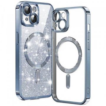 Husa MagSafe pentru Apple iPhone 15, Techsuit, Luxury Glitter, Bleu