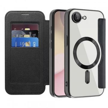 Husa MagSafe pentru Apple iPhone 16e, Techsuit, SmartMag Book, Neagra