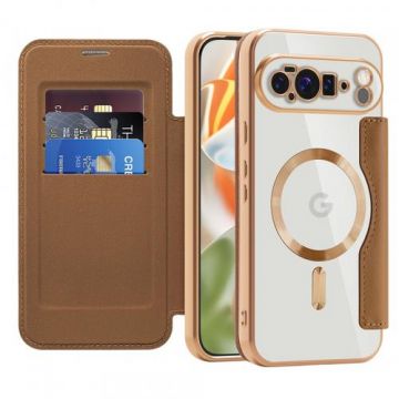 Husa MagSafe pentru Google Pixel 10 Pro XL, Techsuit, SmartMag Book (Maro)