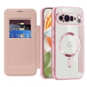 Husa MagSafe pentru Google Pixel 10 Pro XL, Techsuit, SmartMag Book (Roz)