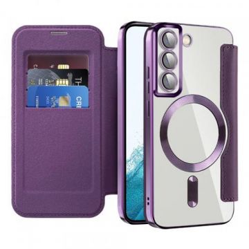 Husa MagSafe pentru Samsung Galaxy S22 5G S901 Techsuit SmartMag Book (Mov)